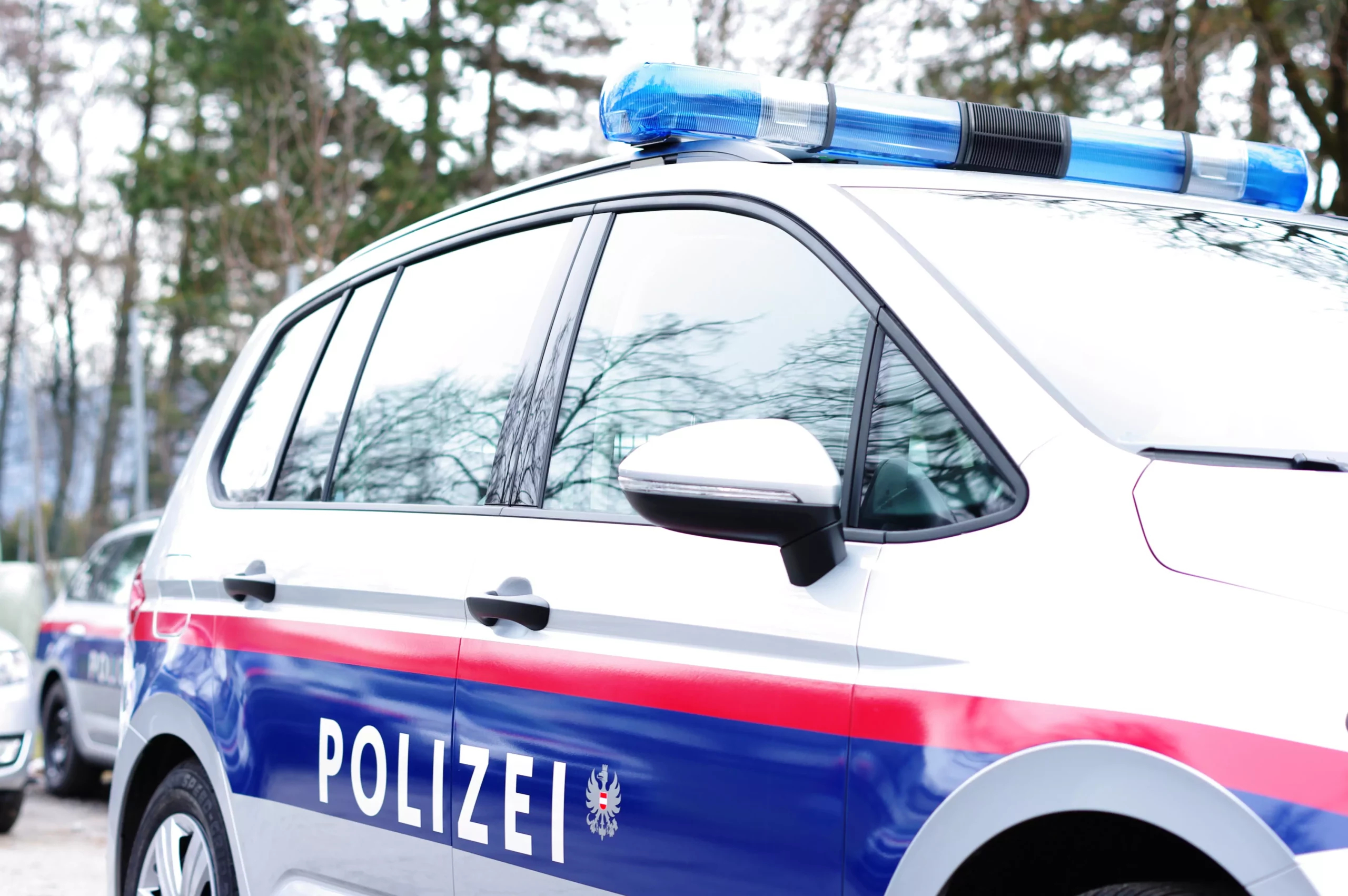 Symbolfoto von 5min.at: Polizeiauto bei Tag.