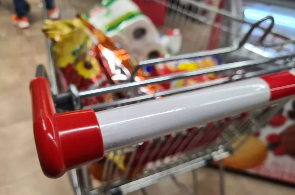 Symbolfoto zu einem Beitrag von 5min.at: Lebensmittel in einem Einkaufswagen