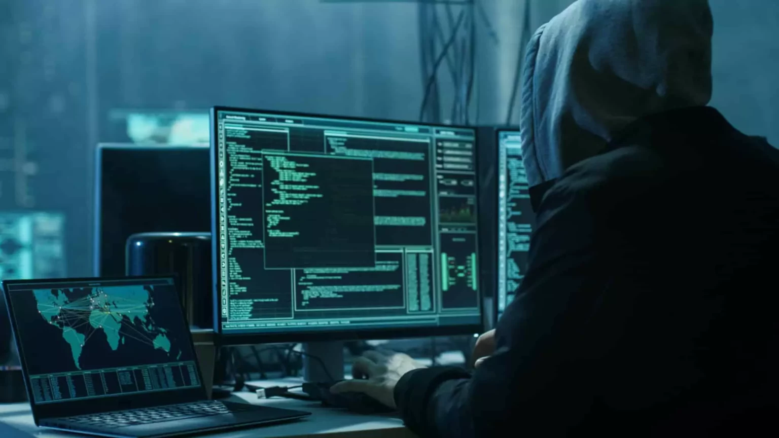 Symbolfoto zu einem Beitrag von 5min.at: Ein Hacker arbeitet an einem Computer