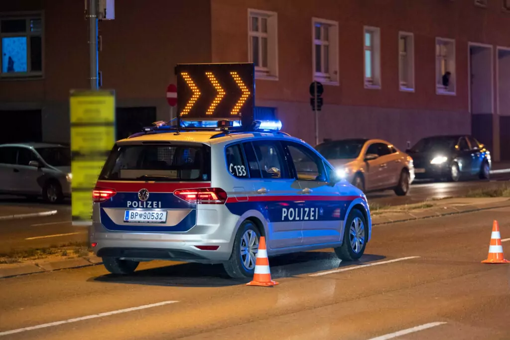 Symbolfoto von 5min.at: Polizeistreife bei Nacht.