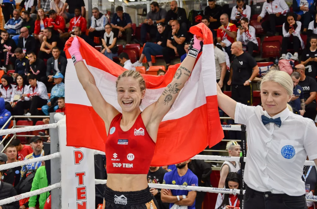 Das Foto auf 5min.at zeigt Polizeispitzensportlerin Stella Hemetsberger.