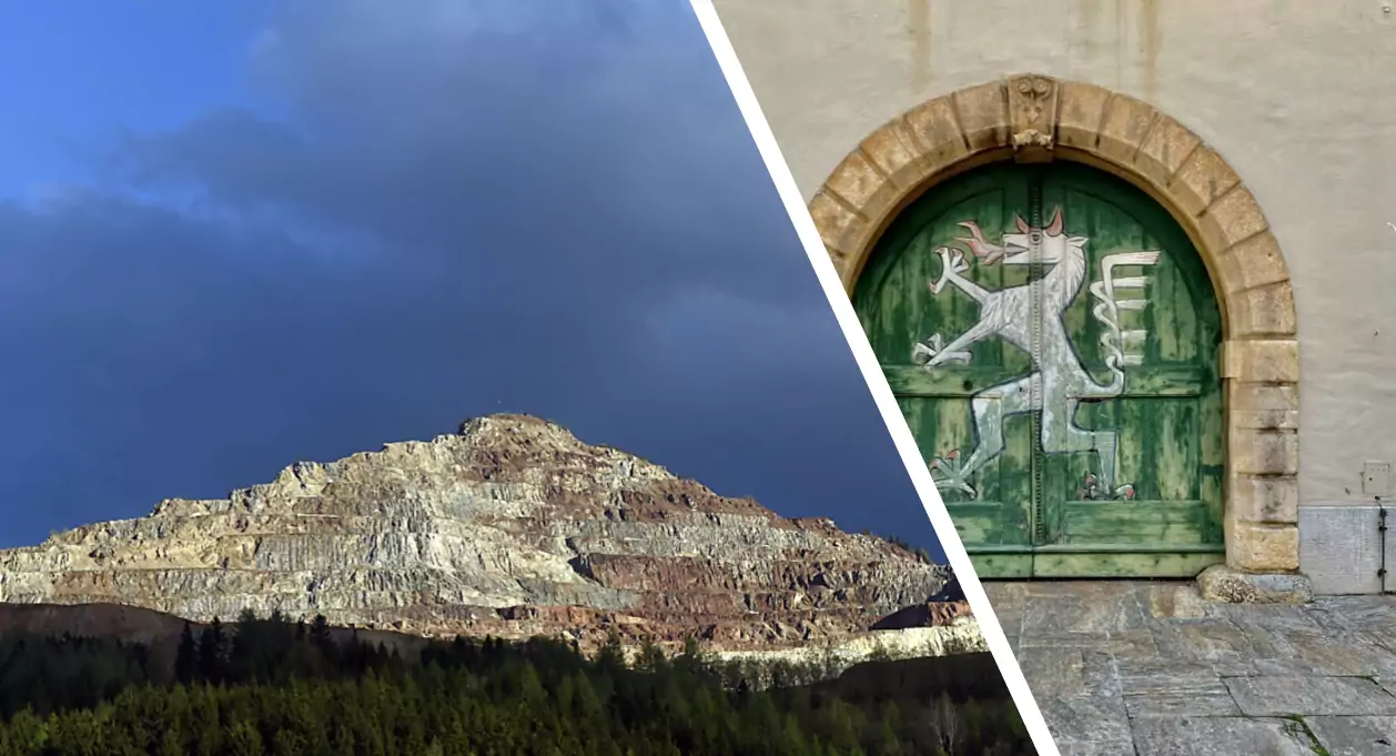 Bild auf 5min.at zeigt eine Montage von Eisenerz mit dem Steiermark-Logo.