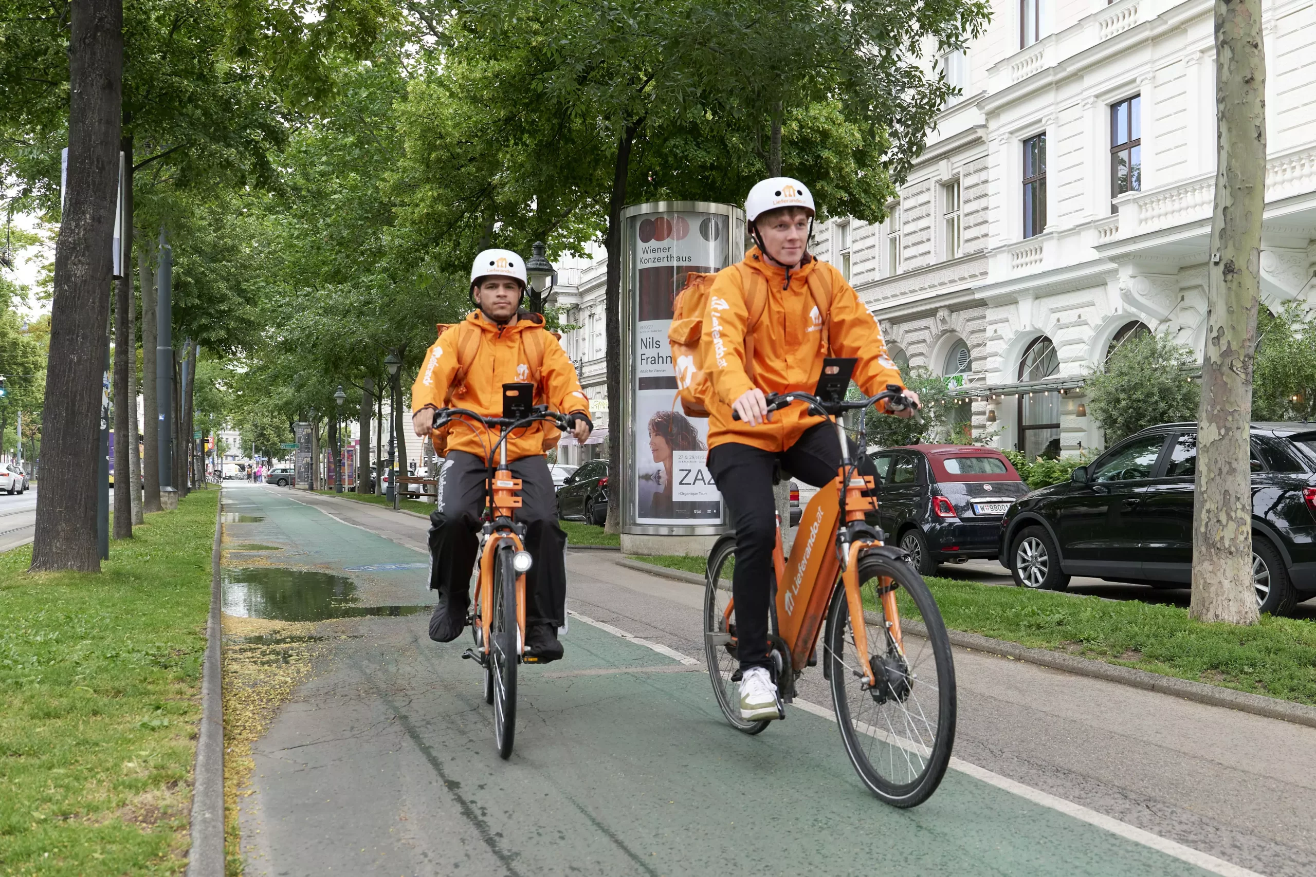 Das Bild auf 5min.at zeigt Fahrradboten von Lieferando.
