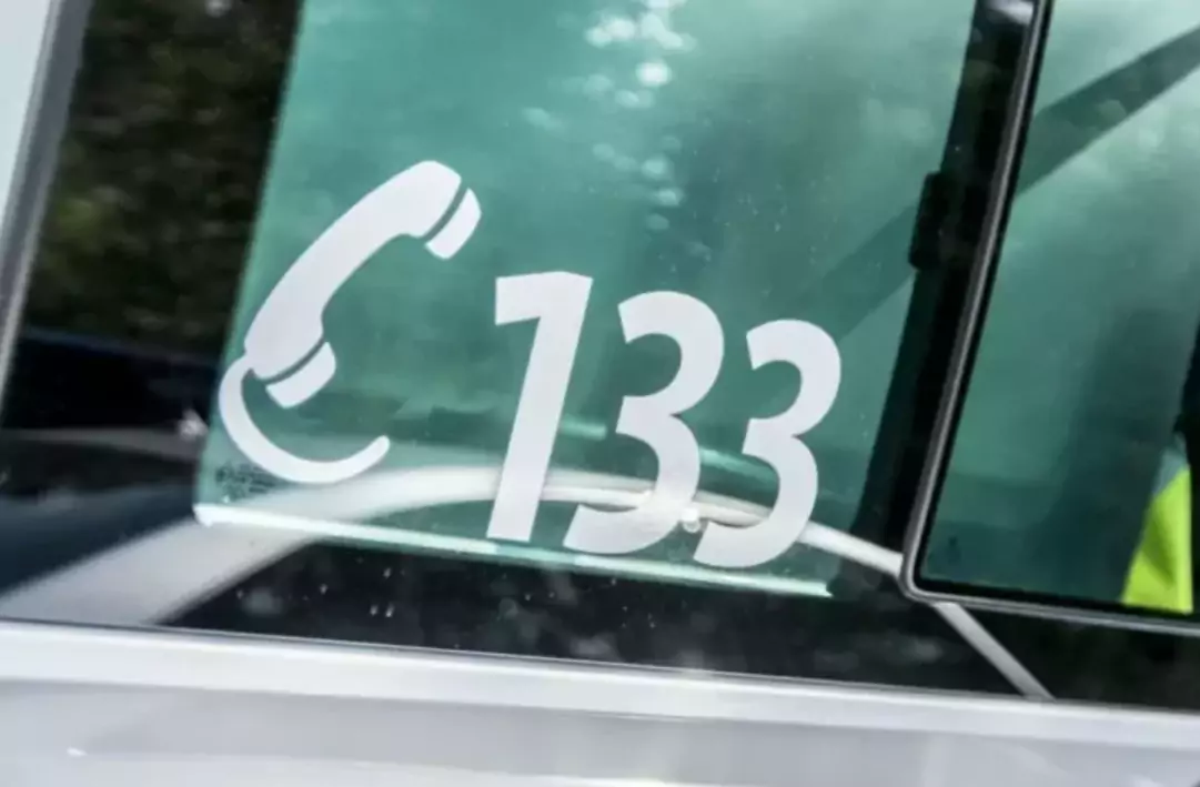 Foto auf 5min.at zeigt eine Nahaufnahme von dem Aufkleber "133" eines Polizeiautos.