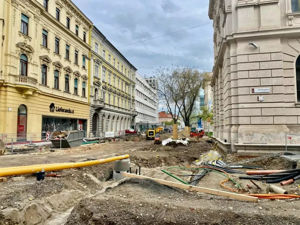 Bild auf 5min.at zeigt die Baustelle in der Grazer Neutorgasse.