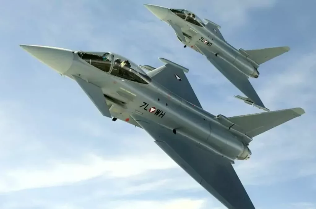 Das Bild auf 5min.at zeigt Eurofighter am Himmel.