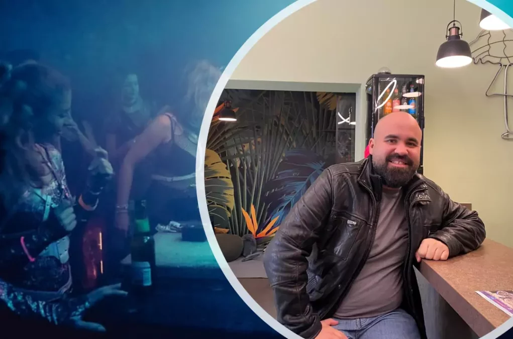 Bild auf 5min.at zeigt eine Monate von der Veranstaltung "Fagtory" in der Postgarage und Joe Niedermayer, dem Vorstand der RosaLila PantherInnen