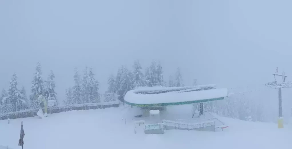 Bild auf 5min.at zeigt verschneite Webcam-Aufnahmen von der Hochwurzen in Schladming.