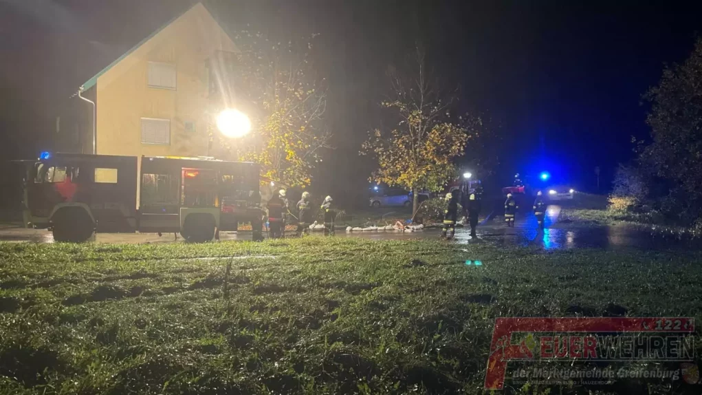Bild auf 5min.at zeigt Feuerwehrleute bei einem Unwettereinsatz.