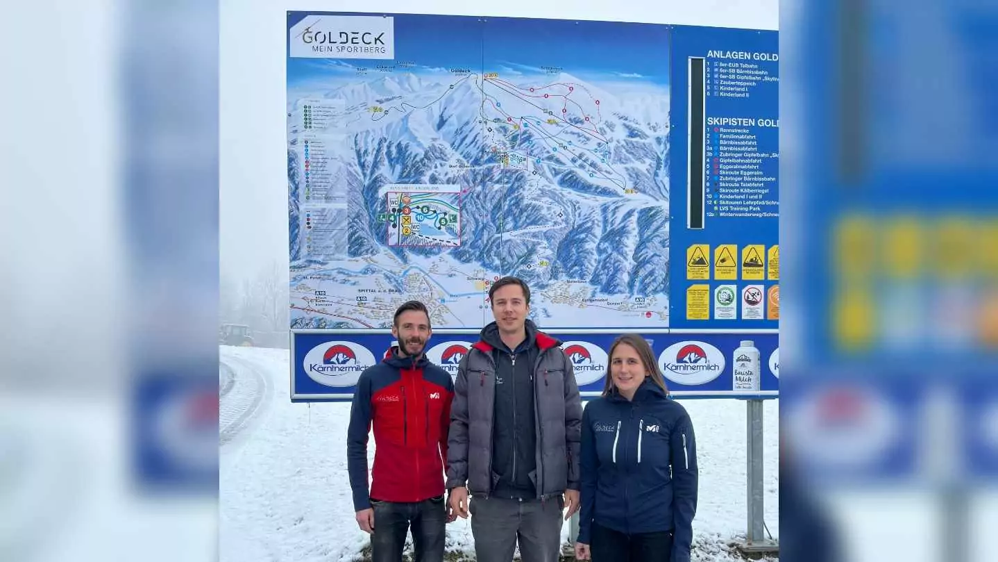 Foto in Beitrag von 5min.at: Zu sehen sind mehrere Personen vor einer Skigebiet-Tafel.