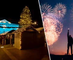 Eine Bildmontage auf 5min.at zeigt links den Adventmarkt in Klagenfurt und rechts ein Feuerwerk.