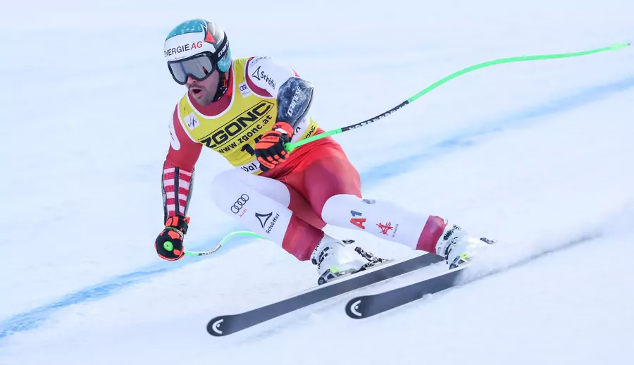 Das Bild auf 5min.at zeigt Skistar Vincent Kriechmayr beim Super-G in Gröden.