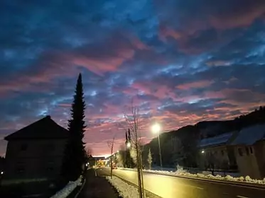 Foto auf 5min.at zeigt den Sonnenaufgang in Arnoldstein.