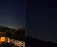 Ein Bild auf 5min.at zeigt den Starlink-Satellitenzug über Arnoldstein.