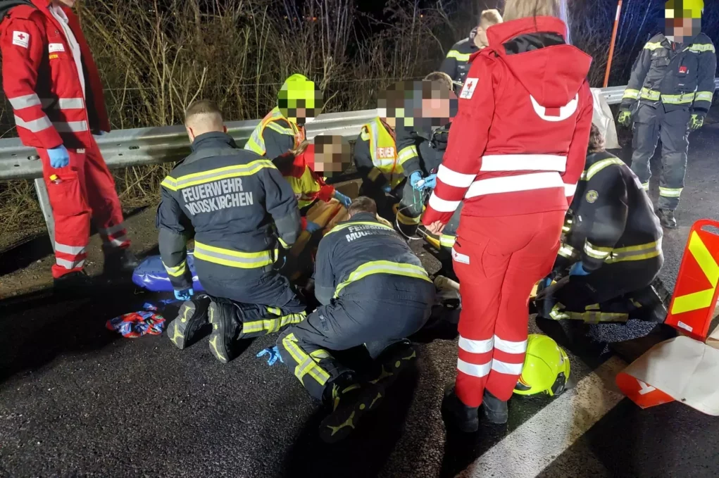 Foto in Beitrag von 5min.at: Zu sehen sind mehrere Menschen bei der Lebensrettung.