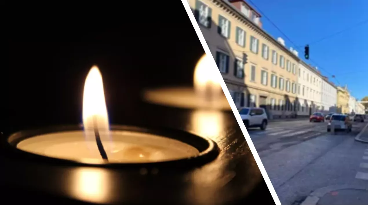 Bild auf 5min.at zeigt eine Kerze und die Elisabethstraße in Graz.