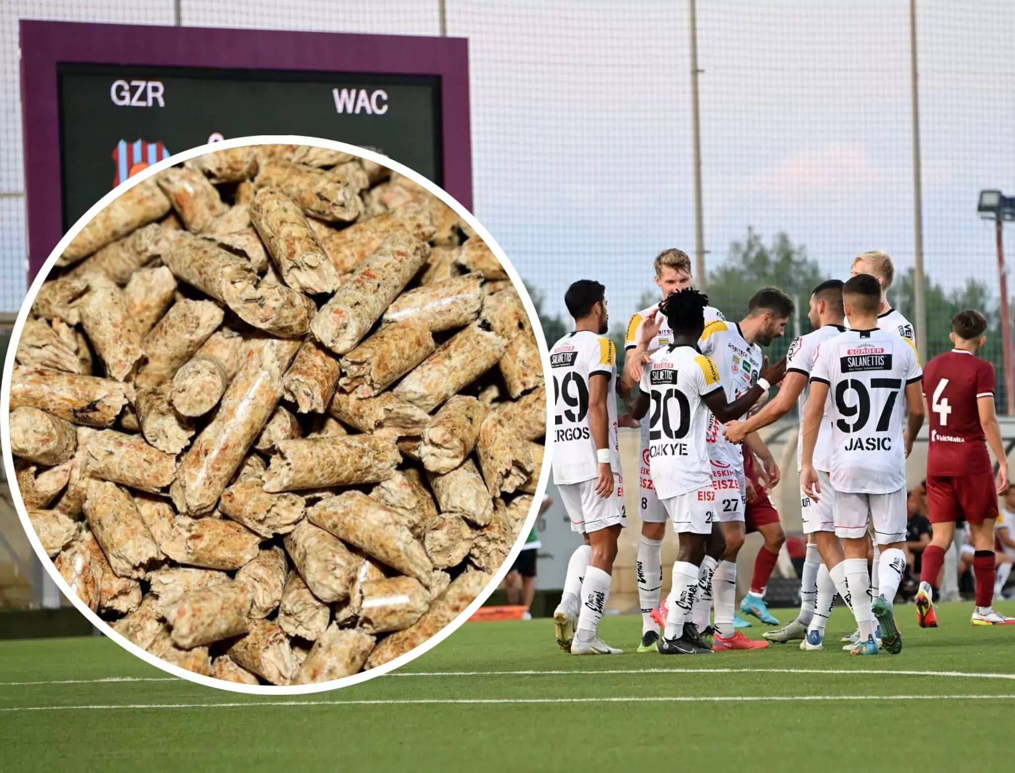 Bild auf 5min.at zeigt Pellets und ein Fußballteam.