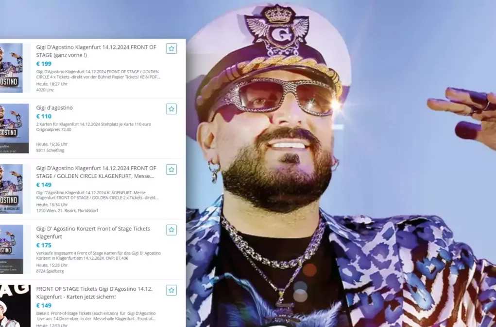 Eine Bildmontage auf 5min.at zeigt die Willhaben-Anzeigen und eine Abbildung von Gigi D'Agostino.