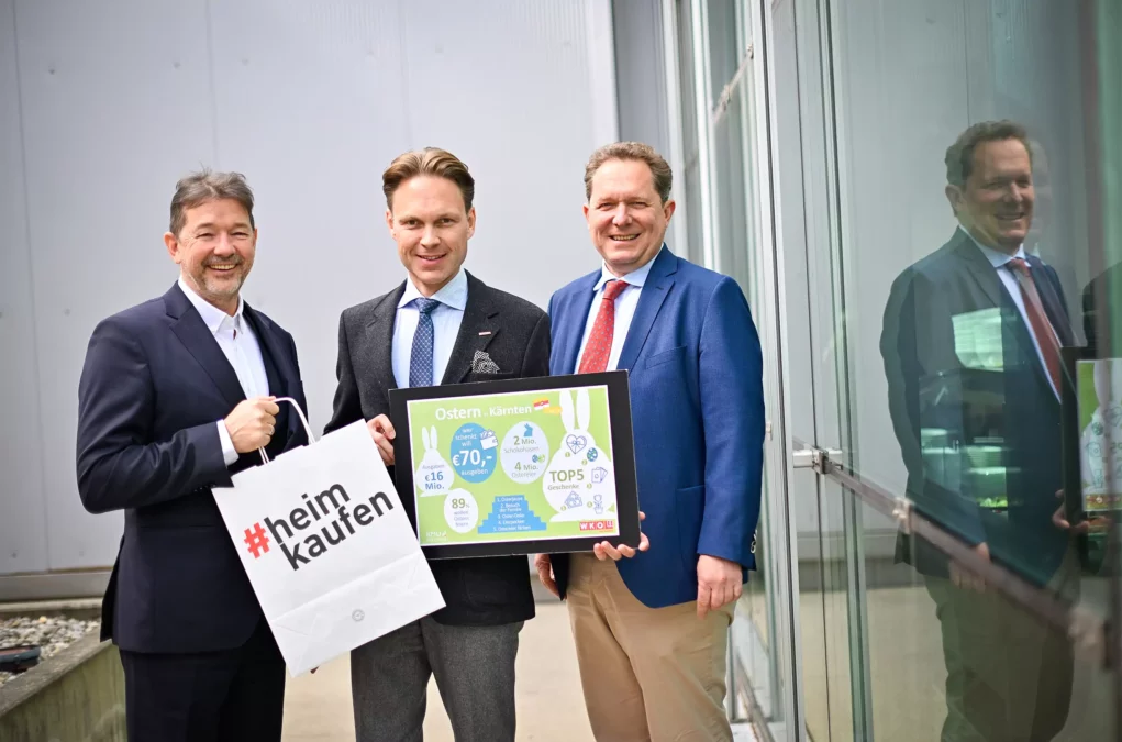 Ein Bild auf 5min.at zeigt WK-Geschäftsführer Nikolaus Gstättner, WK-Spartenobmenn Raimund Haberl und Handelsforscher Peter Voithofer.