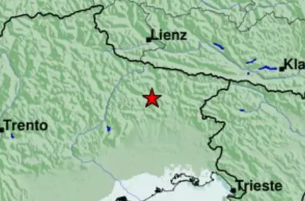 Foto in Beitrag von 5min.at: Zu sehen ist das Erdbeben in der Grenzregion zwischen Italien und der Schweiz heute Abend.