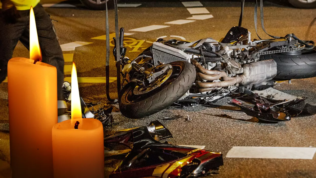 Ein Bild auf 5min.at zeigt einen Motorradunfall und eine Kerze.