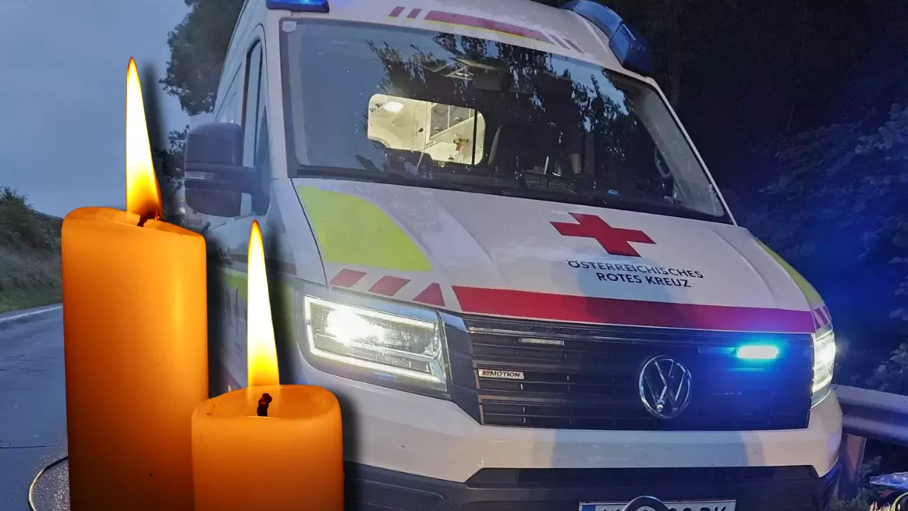 Ein Bild auf 5min.at zeigt einen Rettungswagen und eine Kerze.