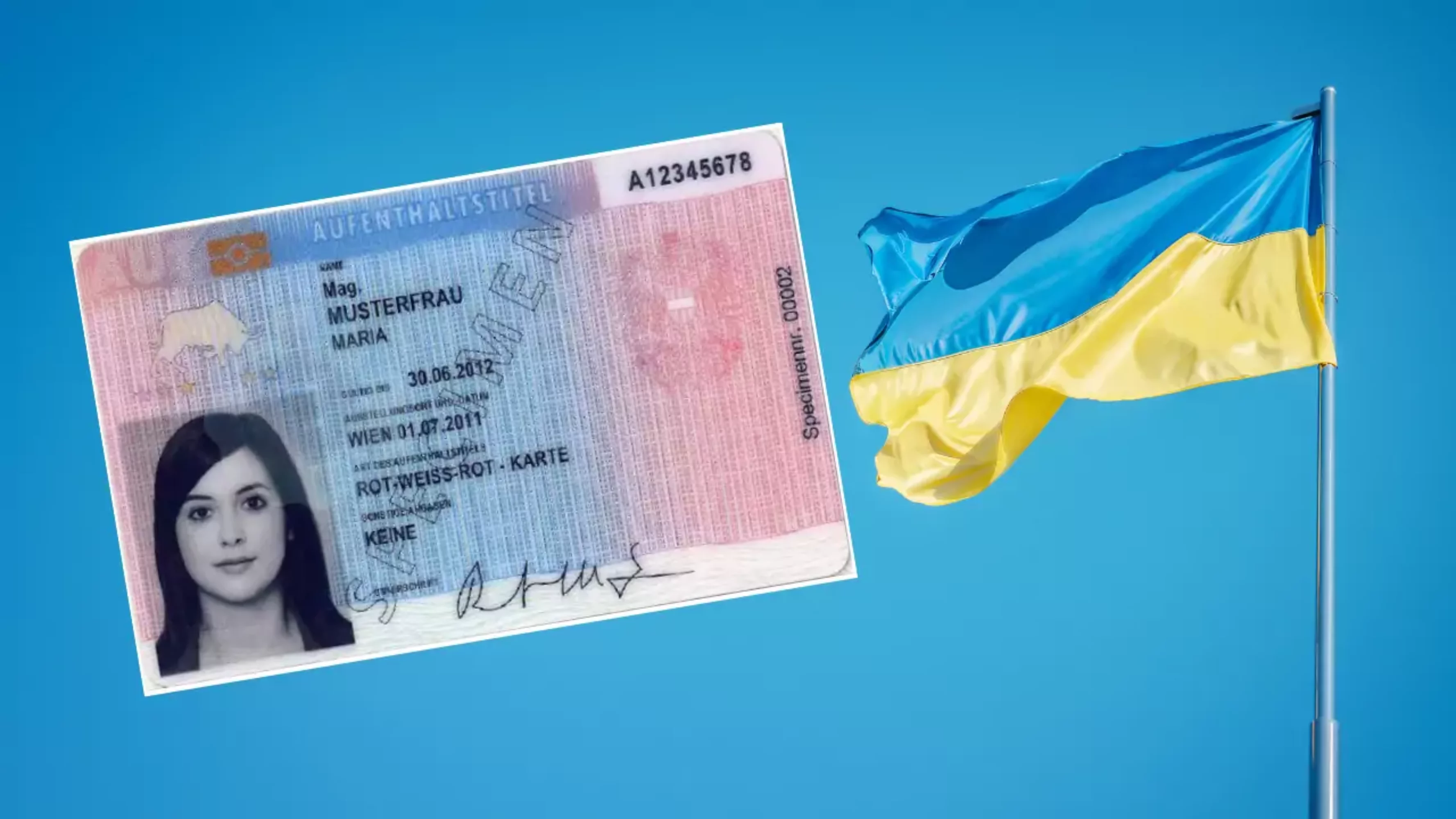 Bild auf 5min.at zeigt eine Rot-Weiß-Rot-Karte Plus und eine Ukraine-Flagge.