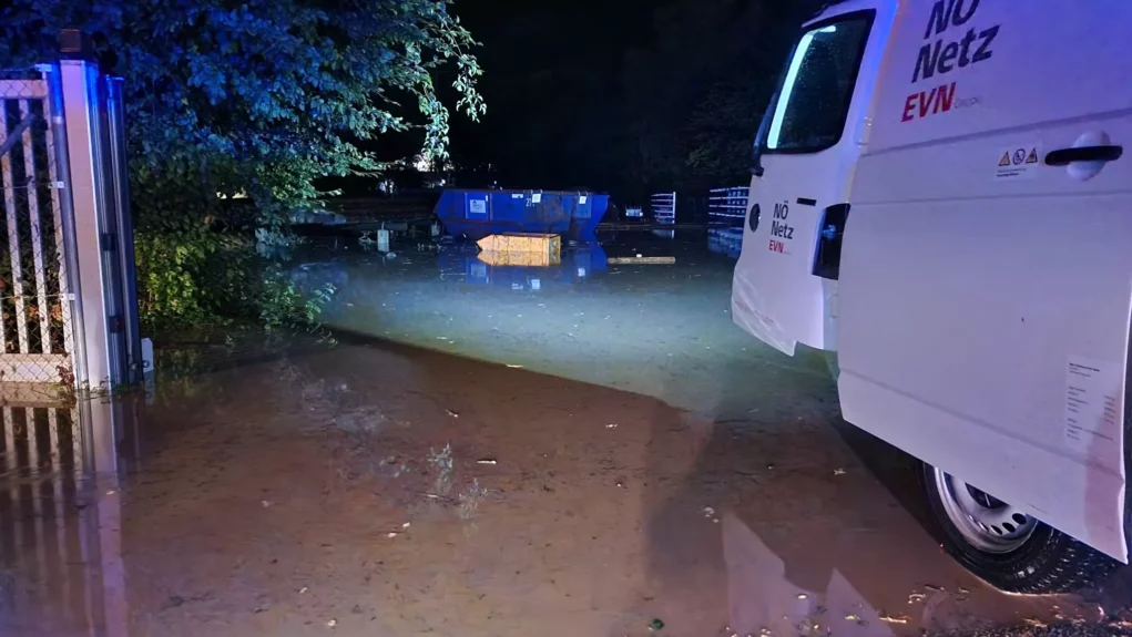 Bild auf 5min.at zeigt die Überschwemmung im Bezirk Hollabrunn.