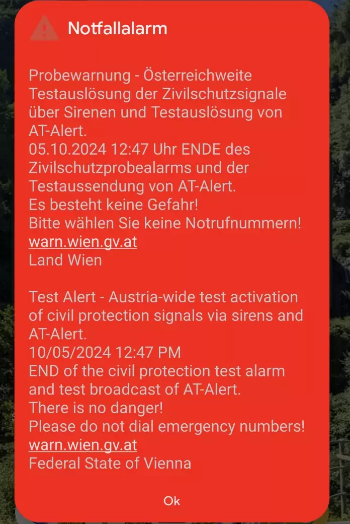 Foto auf 5min.at zeigt einen Zivilschutzprobealarm in Wein