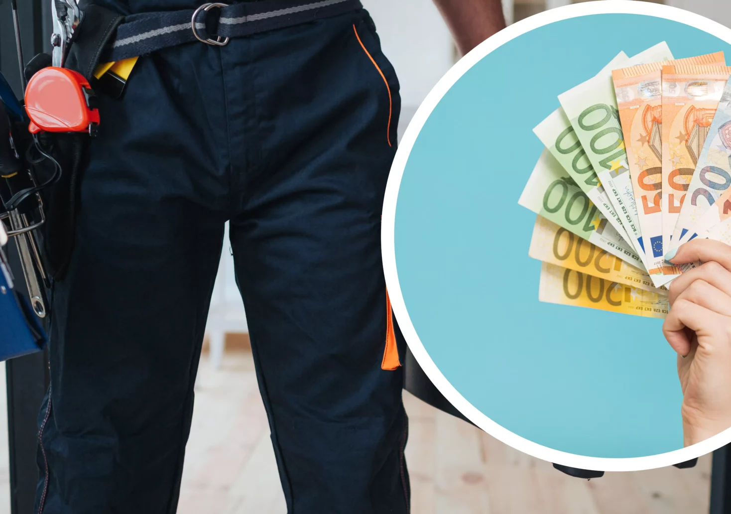 Bild auf 5min.at zeigt einen Handwerker und Geld