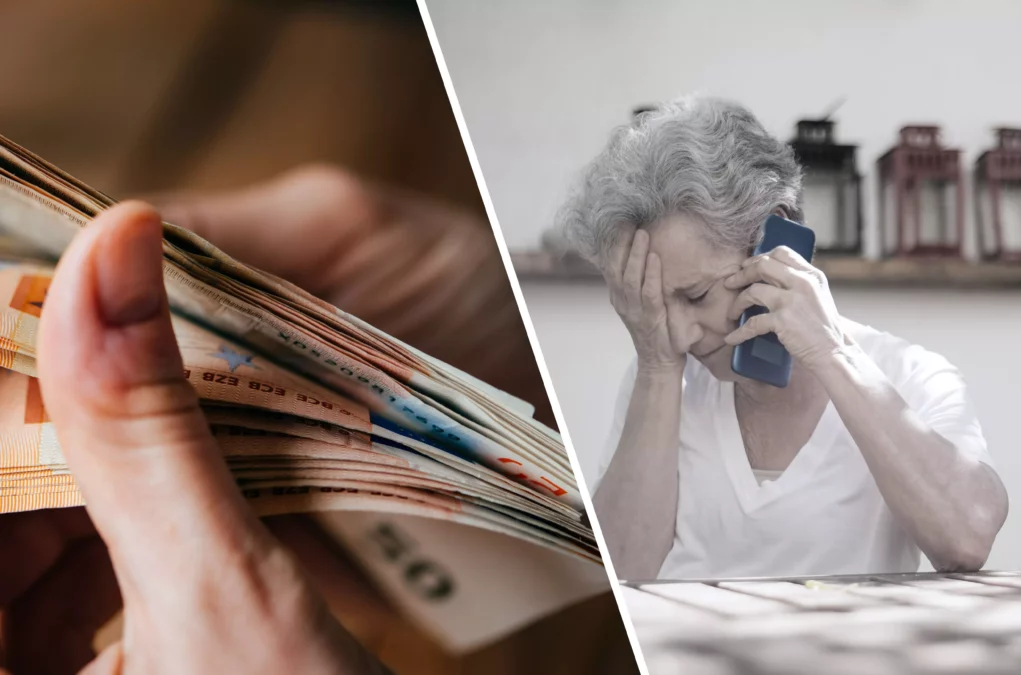 Ein Bild auf 5min.at zeigt eine verzweifelte, &auml;ltere Dame und Geld.