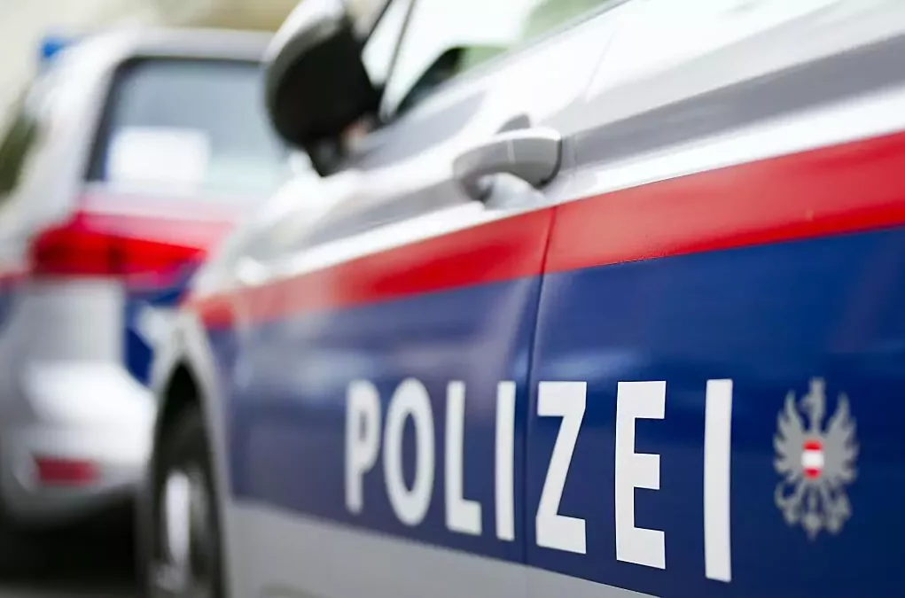 Ein Bild auf 5min.at zeigt eine Nahaufnahme von einem Polizeiauto.