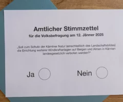 Das Bild auf 5min.at zeigt einen Stimmzettel f&uuml;r die Windkraft Volksbefragung.