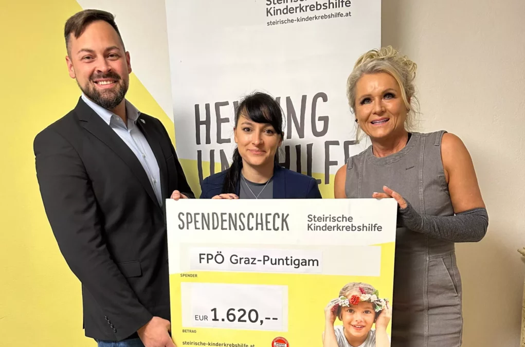 Dominik Hausjell, Denise Hausjell, DGKS Doris Prasch (Steirische Kinderkrebshilfe)