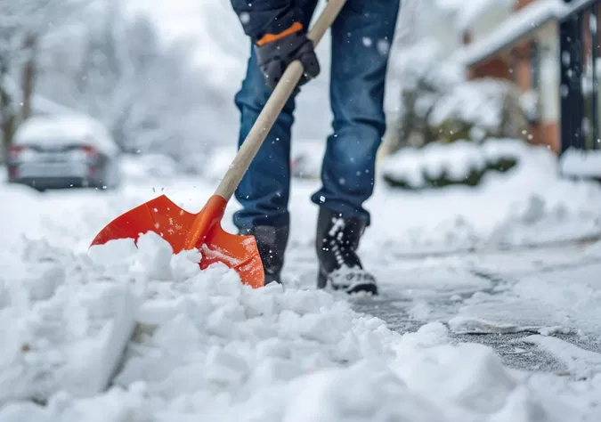 Foto auf www.5min.at zeigt eine Schaufel voller Schnee im Winter.