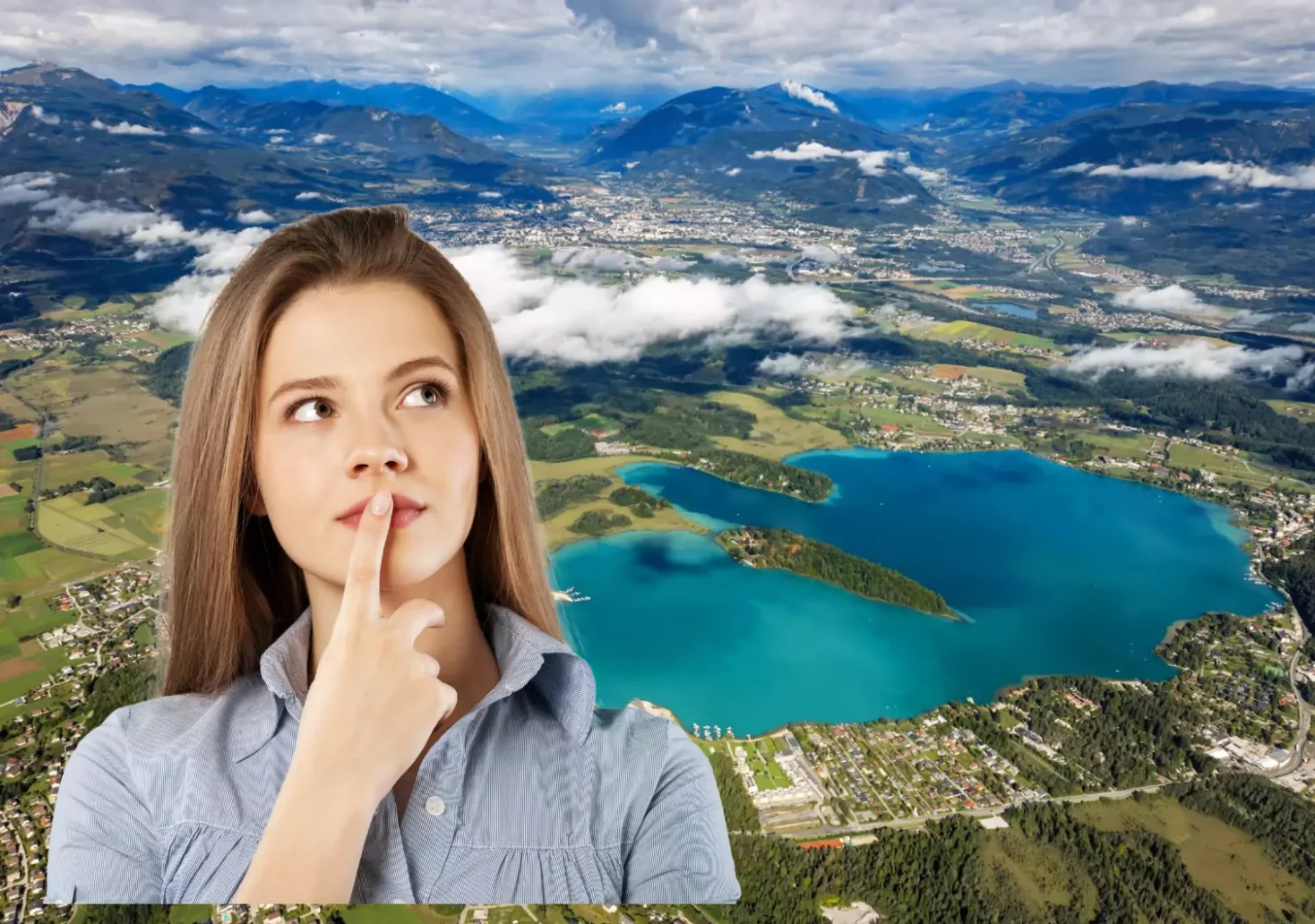 Das Bild auf 5min.at zeigt eine Montage wo man Villach Umland sieht und davor eine Frau die nachdenkt.