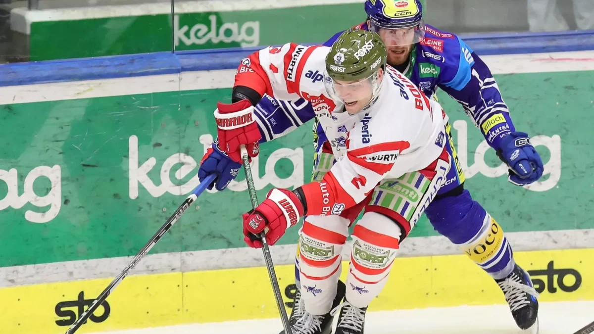 Ein Bild auf 5min.at zeigt das Eishockeymatch zwischen dem EC VSV und dem HC Bozen.