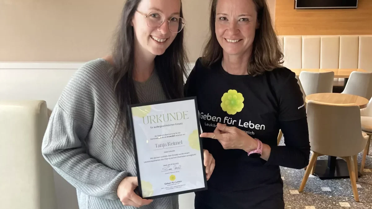 Das Foto auf www.5min.at zeigt eine Stammzellenspenderin,