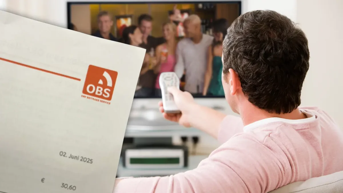 Bild auf 5min.at zeigt einen OBS-Brief und einem Mann vor dem TV.