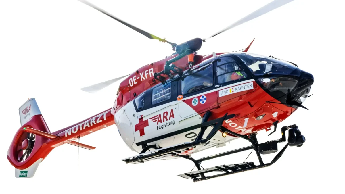 Das Bild auf 5min.at zeigt einen Notarzthubschrauber.