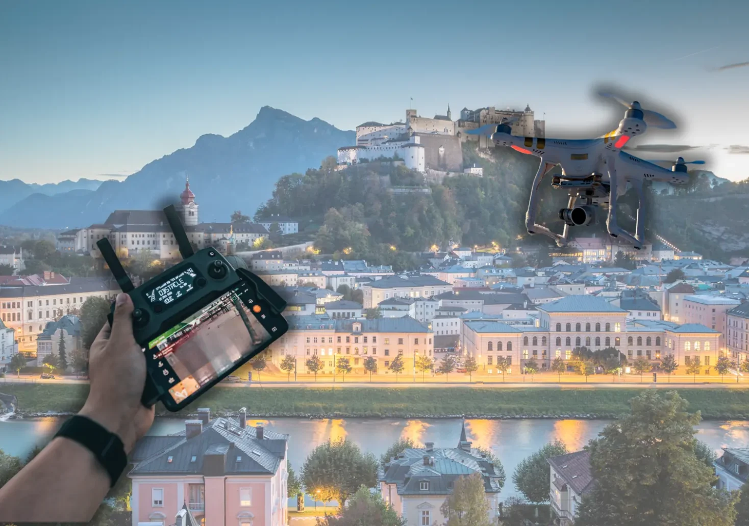 Bild auf 5min.at zeigt eine Drohne in Salzburg