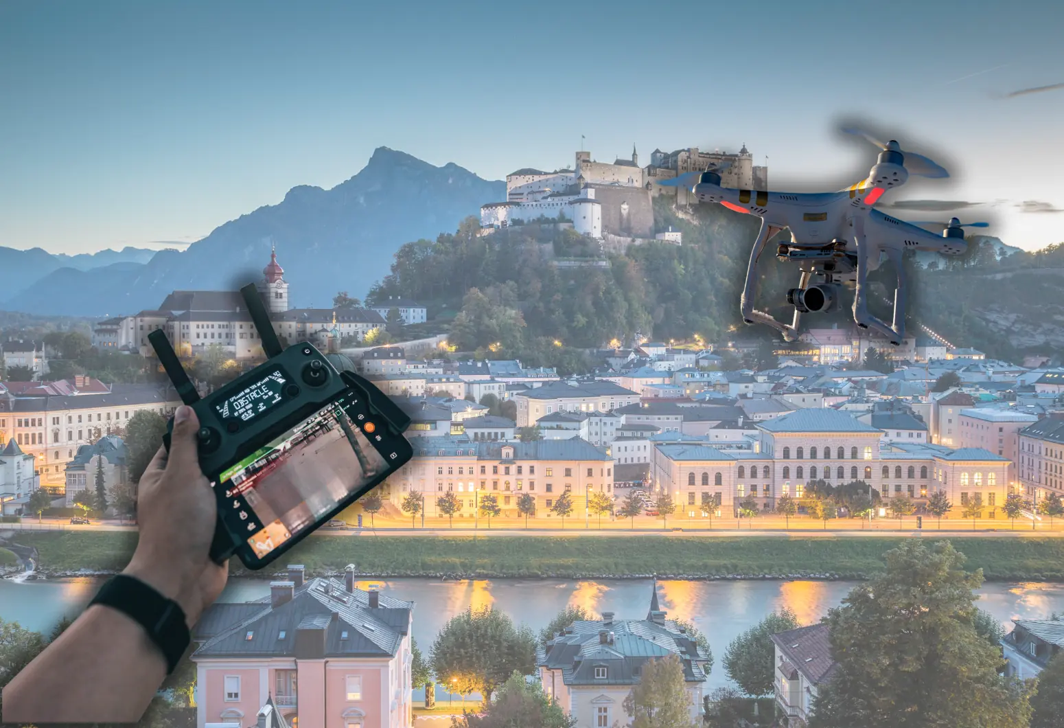 Bild auf 5min.at zeigt eine Drohne in Salzburg