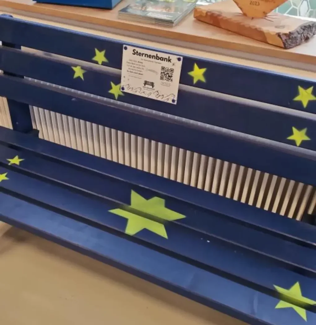 Das Bild auf 5min.at zeigt eine Sternenbank beim Pfotenfreundemarkt.