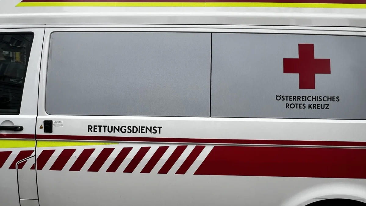 Auf dem Foto von www.5min.at sieht man ein Rettungsauto des Roten Kreuzes.