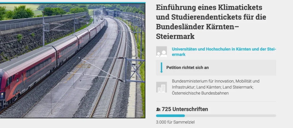 Das Foto auf www.5min.a zeigt: Die Studierenden haben eine Petition gestartet.