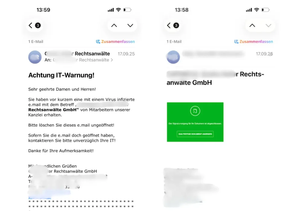 Bild auf 5min.at zeigt eine Betrugsemail