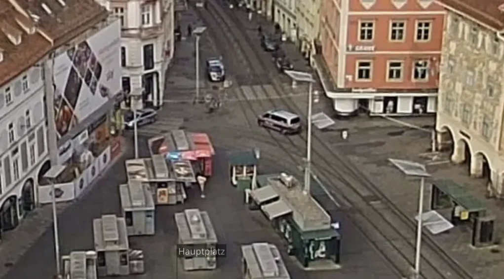 Foto auf 5min.at zeigt die Sperre am Grazer Hauptplatz.