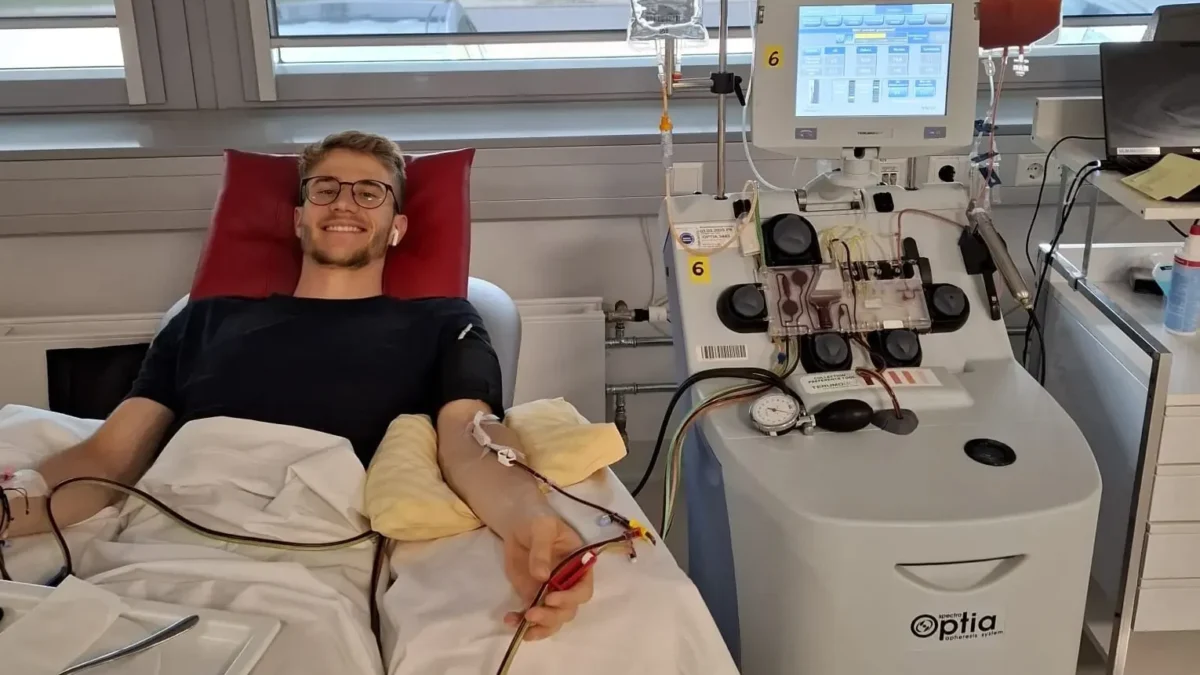 Foto in Beitrag von 5min.at zeigt einen Vorarlberger, der eine Stammzellspende durchführt.