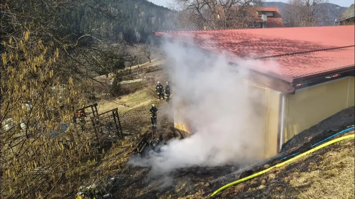 Ein Bild auf 5min.at zeigt den Feuerwehreinsatz in Hochfeistritz.