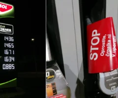 Eine Bildmontage auf 5min.at zeigt die Spritpreise in Slowenien sowie die Zapfsäule mit dem ausverkauften Diesel.